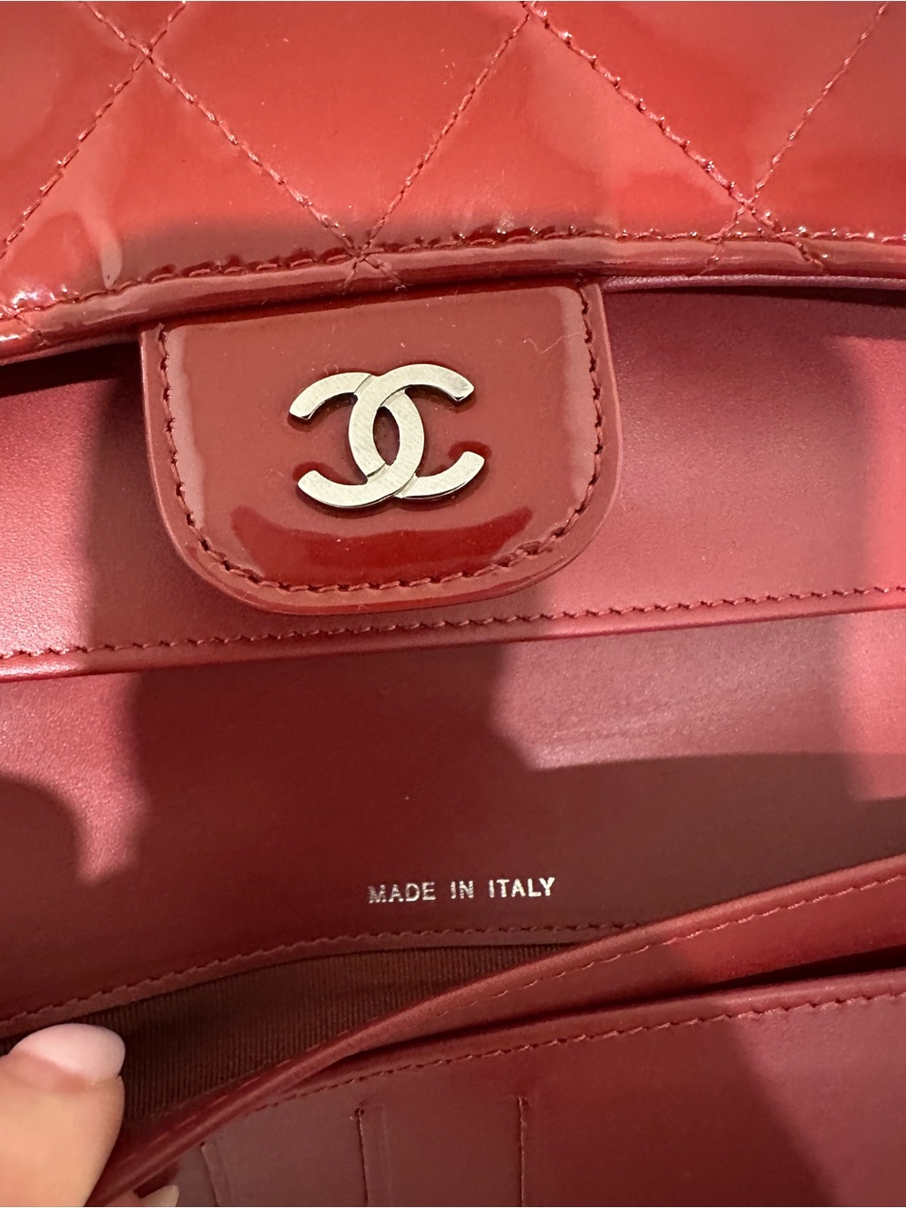 Chanel Quilted Red Patent Leather CC Logo Long Wallet with Box & Dust Bag - Picture 4 of 4